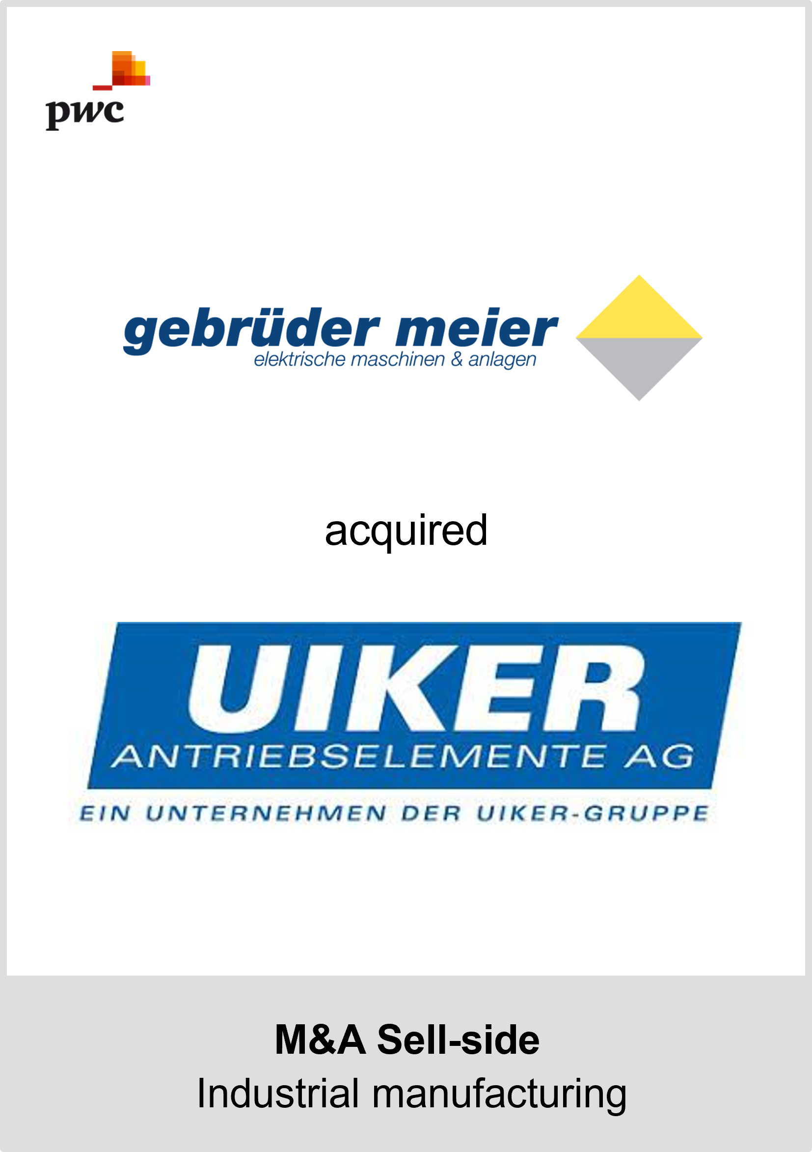 Successful Deals with PwC Gebr der Meier Holding AG acquires